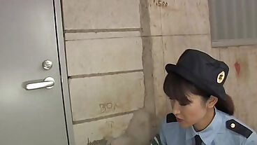 Getting her cunt fucked with toys helped from the officer